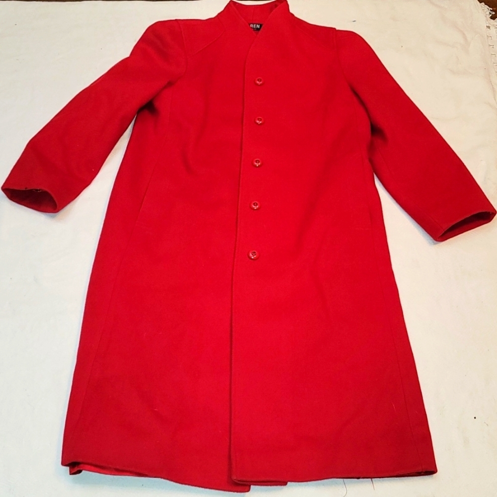 VTG Karen coat 100% wool red long coat